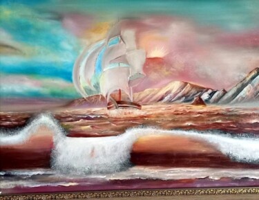 Painting titled "Path to home" by Arthur Savachenko, Original Artwork, Oil