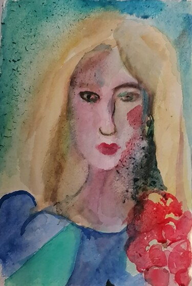 Blonde Peinture intitulée "Blonde" par Valérie Blum (Valery), Œuvre d'art originale, Aquarelle
