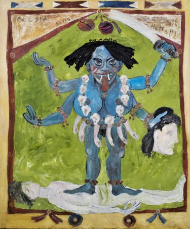 绘画 标题为“Kali 1” 由Alexander Chalovsky, 原创艺术品, 油 安装在木质担架架上