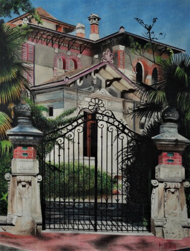 图画 标题为“ARCACHON (villa Ale…” 由Patrick Casado, 原创艺术品, 铅笔