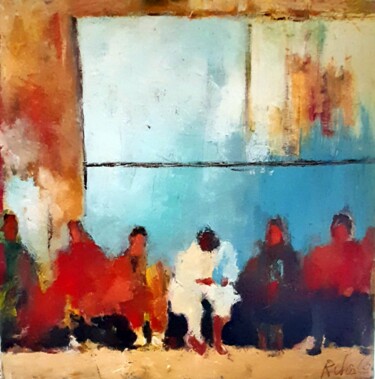 Peinture intitulée "Square Augustin" par Robert Charles, Œuvre d'art originale, Huile Monté sur Châssis en bois
