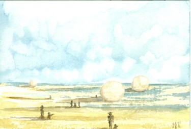 "Deux rodeurs" başlıklı Resim Michel Van Den Bogaerde tarafından, Orijinal sanat, Suluboya