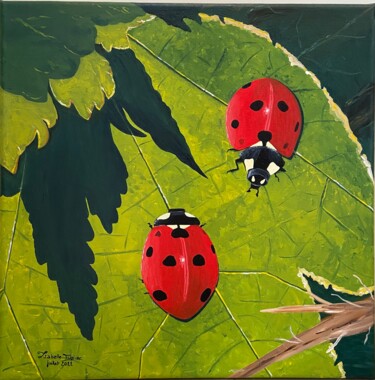 Peinture intitulée "Coccinelles sous le…" par Isabelle Tysiac, Œuvre d'art originale, Acrylique Monté sur Châssis en bois