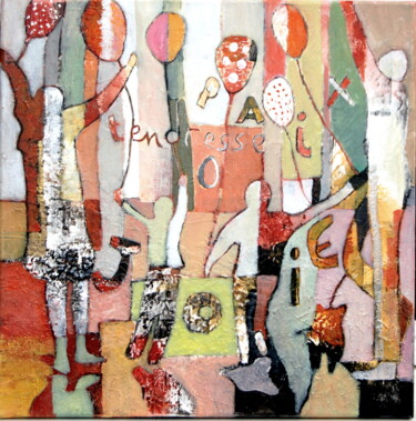 Painting titled "Rébus (commission)" by Claire Biette, Original Artwork, Acrylic Mounted on Wood Stretcher frame