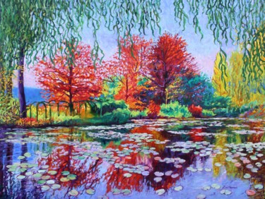 绘画 标题为“Willow Tree Reflect…” 由Zoe Norman, 原创艺术品, 油 安装在木质担架架上
