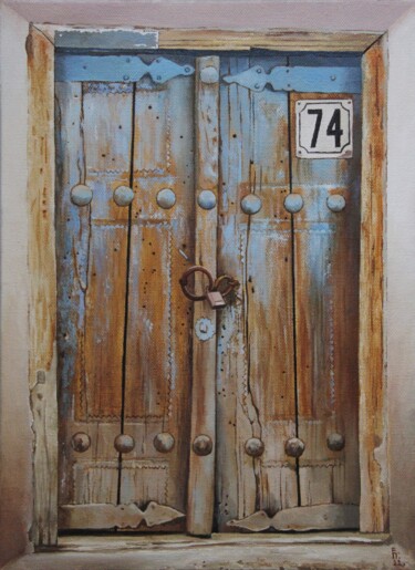 Old door 74. Bukhara Peinture intitulée "Old door 74. Bukhara" par Eugene Panov, Œuvre d'art originale, Huile