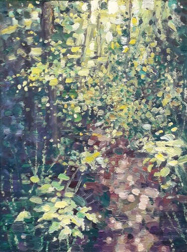 Peinture intitulée "Sunny Forest" par Vitaliy Ustimenko, Œuvre d'art originale, Huile