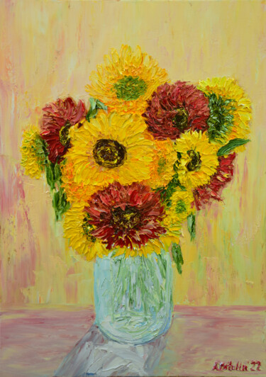 Ζωγραφική με τίτλο ""Sunflowers"" από Aleksandr Petelin, Αυθεντικά έργα τέχνης, Λάδι