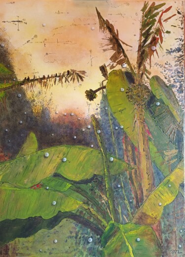 Peinture intitulée "Banana moon" par Emmanuelle Gaillard, Œuvre d'art originale, Acrylique Monté sur Châssis en bois