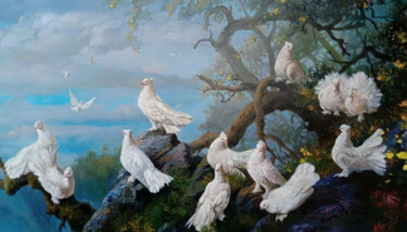 Painting titled "Love & Peace 2/2" by Mujiono, Original Artwork, Oil