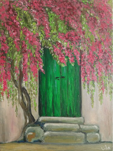 제목이 "Green vintage door…"인 미술작품 Lidiia Sazonova로, 원작, 기름