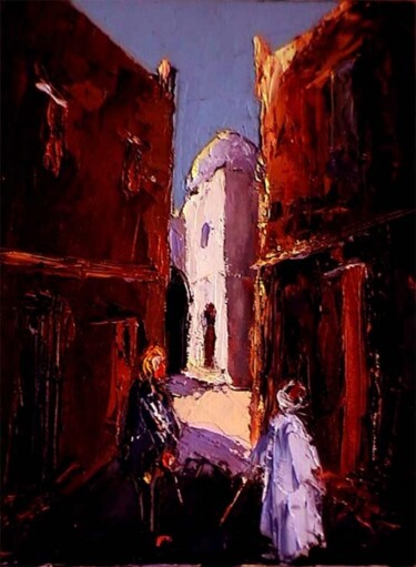 Peinture intitulée "Ruelle au sud 1" par M'Hamed Saci, Œuvre d'art originale