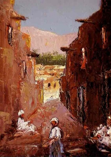 Peinture intitulée "Ruelle au sud 2" par M'Hamed Saci, Œuvre d'art originale