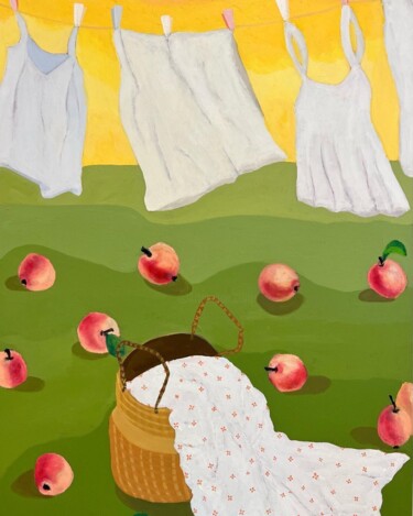 Painting titled "Яблочный Спас" by Iuliia Shabanova, Original Artwork, Acrylic Mounted on Wood Panel