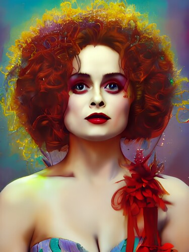 제목이 "Helena Bonham Carter"인 디지털 아트 Sobalvarro로, 원작, 디지털 페인팅