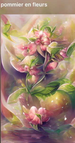 Arts numériques intitulée "Pommier en fleurs" par Ferial Babaaissa, Œuvre d'art originale, Image générée par l'IA