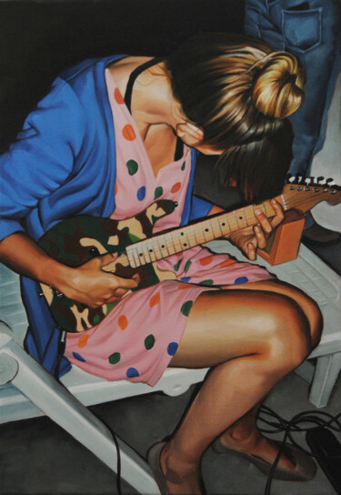 绘画 标题为“Girl with guitar” 由Daniel García, 原创艺术品, 油