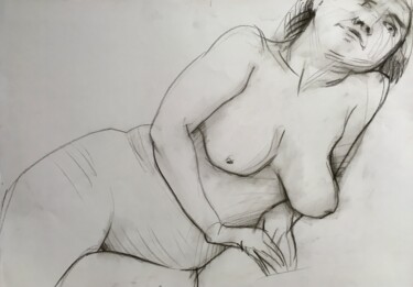 제목이 "Weiblicher Akt,papi…"인 그림 Sergej Luzewitsch로, 원작, 숯