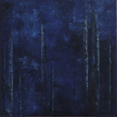 Painting titled "NOCTURNE" by Cécile Delaveau, Original Artwork, Oil Mounted on Wood Stretcher frame