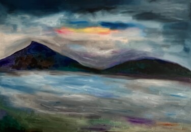 Peinture intitulée "Le lac" par Christiane Arques, Œuvre d'art originale, Huile