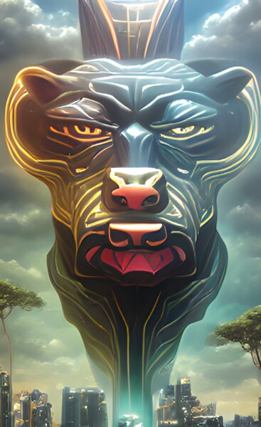 Kanik Jean Leone, Black Panther Art Arte digital titulada "Kanik Jean Leone, B…" por China Alicia Rivera, Obra de arte original, Pintura Digital