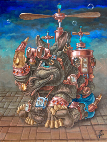 Ζωγραφική με τίτλο "Dream of the Sky" από Victor Molev, Αυθεντικά έργα τέχνης, Λάδι Τοποθετήθηκε στο Ξύλινο φορείο σκελετό