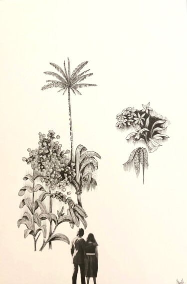 Tekening getiteld ""Retrouvons-nous"" door Caroline Thunus, Origineel Kunstwerk, Inkt