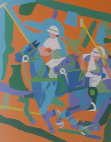 Картина под названием "2 joueurs de polo" - Mirou Navalon, Подлинное произведение искусства, Акрил Установлен на Деревянная…