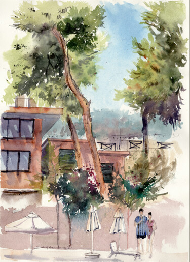 Alanya Landscape 绘画 标题为“Alanya Landscape” 由Bogdan Shiptenko, 原创艺术品, 水彩