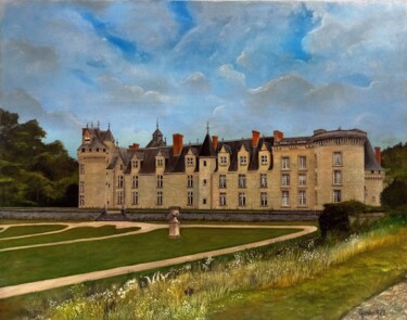 Painting titled "LE CHÂTEAU DE DISSAY" by Jackie Godenir, Original Artwork, Oil