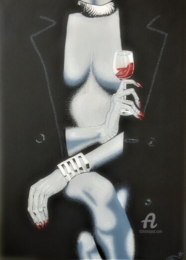LA VEUVE NOIRE Peinture intitulée "LA VEUVE NOIRE" par Lucia Buzzi, Œuvre d'art originale, Acrylique Monté sur Châssis en bois