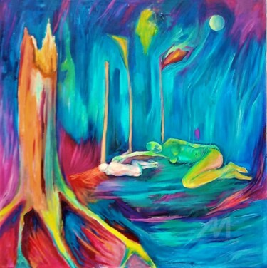 Malerei mit dem Titel "Full moon" von Anastazija Vidmar, Original-Kunstwerk, Acryl