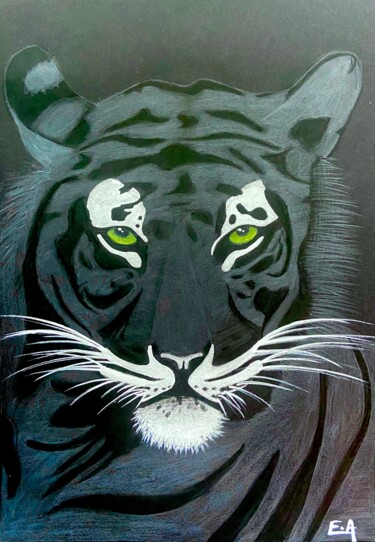 图画 标题为“Tiger 🐅 Louis” 由Evangelina, 原创艺术品, 铅笔