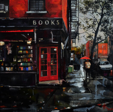 Bookshop 绘画 标题为“Bookshop” 由Zhanna Kondratenko, 原创艺术品, 油 安装在木质担架架上