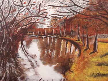 Painting titled "automne" by Michele Glaize, Original Artwork, Acrylic Mounted on Wood Panel