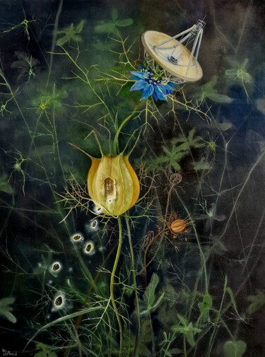 ""Konwerter sativa"" başlıklı Tablo Klaudia Karasek tarafından, Orijinal sanat, Petrol Ahşap Sedye çerçevesi üzerine monte e…