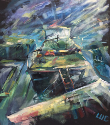 Sail in Abstraction 绘画 标题为“Sail in Abstraction” 由Shaliko Saghatelyan, 原创艺术品, 油 安装在木质担架架上