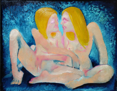 Painting titled "The Watering Hole" by Oberlin The Artist, Original Artwork, Oil
