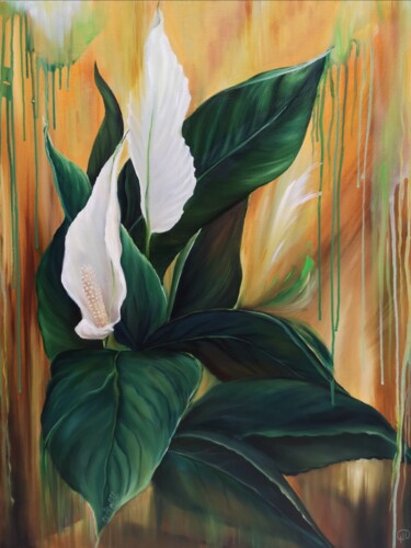 Painting titled "Magnetic love" by Natalie Demina, Original Artwork, Oil Mounted on Wood Stretcher frame