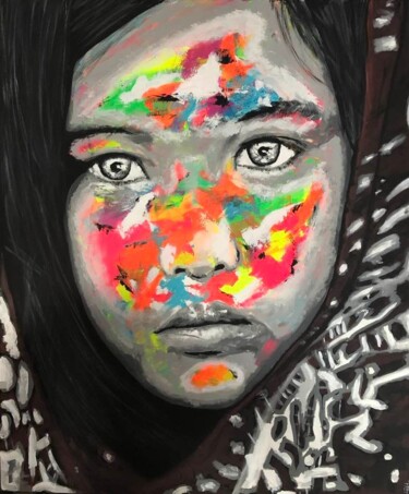 Peinture intitulée "IMAN, petite indoné…" par Pascal Petit, Œuvre d'art originale, Acrylique