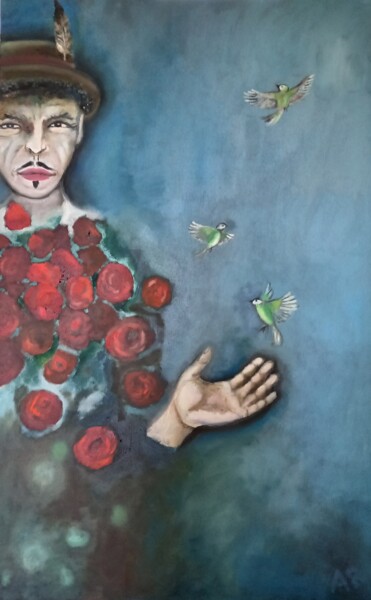 Peinture intitulée "L'oiseleur" par Andre Rippert, Œuvre d'art originale, Huile