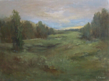 August 22. Sunset over the forest. Картина под названием "August 22. Sunset o…" - Elena Yudina, Подлинное произведение искусства, Масло