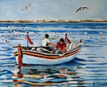 Peinture intitulée "Retour de pêche" par Pascal Brachet, Œuvre d'art originale, Huile
