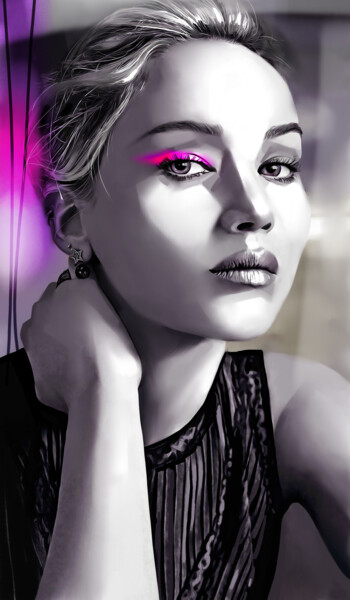 绘画 标题为“Jennifer Lawrence 1” 由Ira Tsantekidou, 原创艺术品, 数字油画