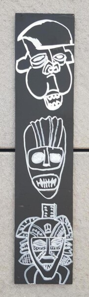 图画 标题为“Masques africains” 由Sebastien Vernier, 原创艺术品, 丙烯