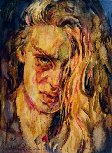 Drawing the line 绘画 标题为“Drawing the line” 由Isolde Pavlovskaya, 原创艺术品, 油 安装在纸板上