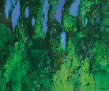 Painting titled "Зелёная стена" by Andrei Zhevakin, Original Artwork, Oil