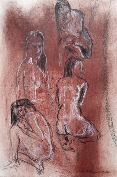 Exquises esquisses Σχέδιο με τίτλο "Exquises esquisses" από Laurence Machard Brujas, Αυθεντικά έργα τέχνης, Κιμωλία