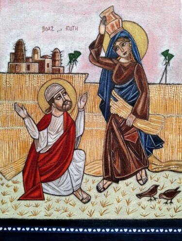Peinture intitulée "Ruth et Boaz" par Laure Barlet, Œuvre d'art originale, Huile