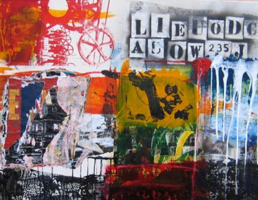 Peinture intitulée "Composition aléatoi…" par Henri Charbey, Œuvre d'art originale, Sérigraphie
